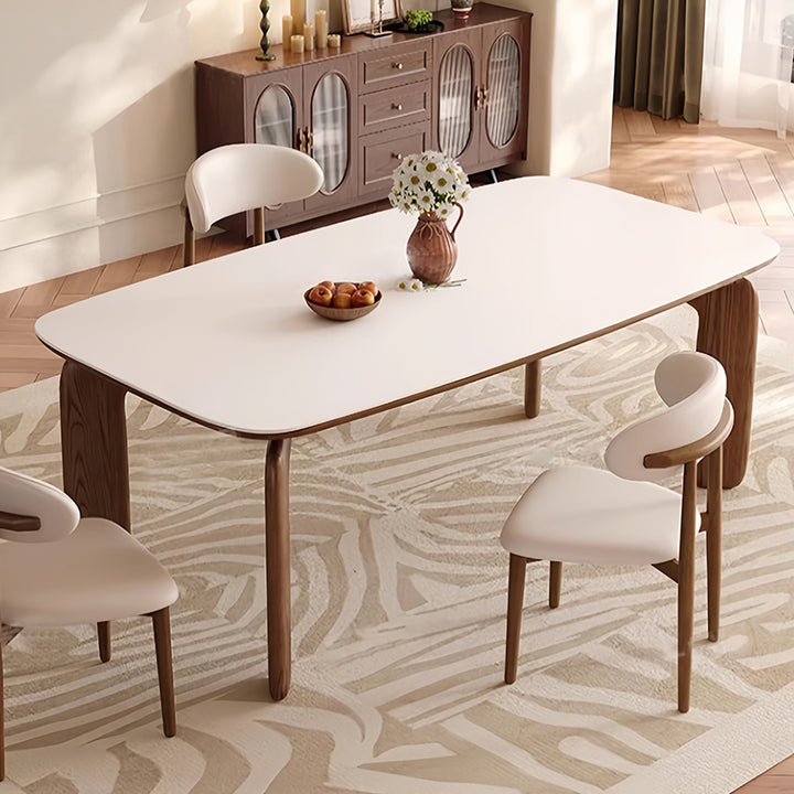 Traditional French Rectangular Stone Slab Medium-Density Fiberboard Carbon Steel Dining Table For Dining Room