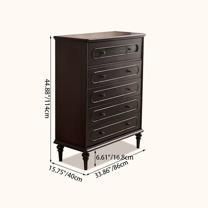 Traditional Vintage Rectangular Mahogany Pine Wood Storage Cabinet 4-Drawer 1-Cabinet For Bedroom