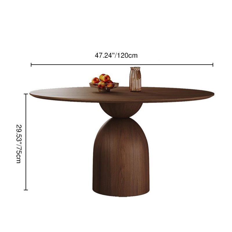 Table à manger traditionnelle vintage ronde en bois massif multicouche plaqué frêne pour salle à manger 