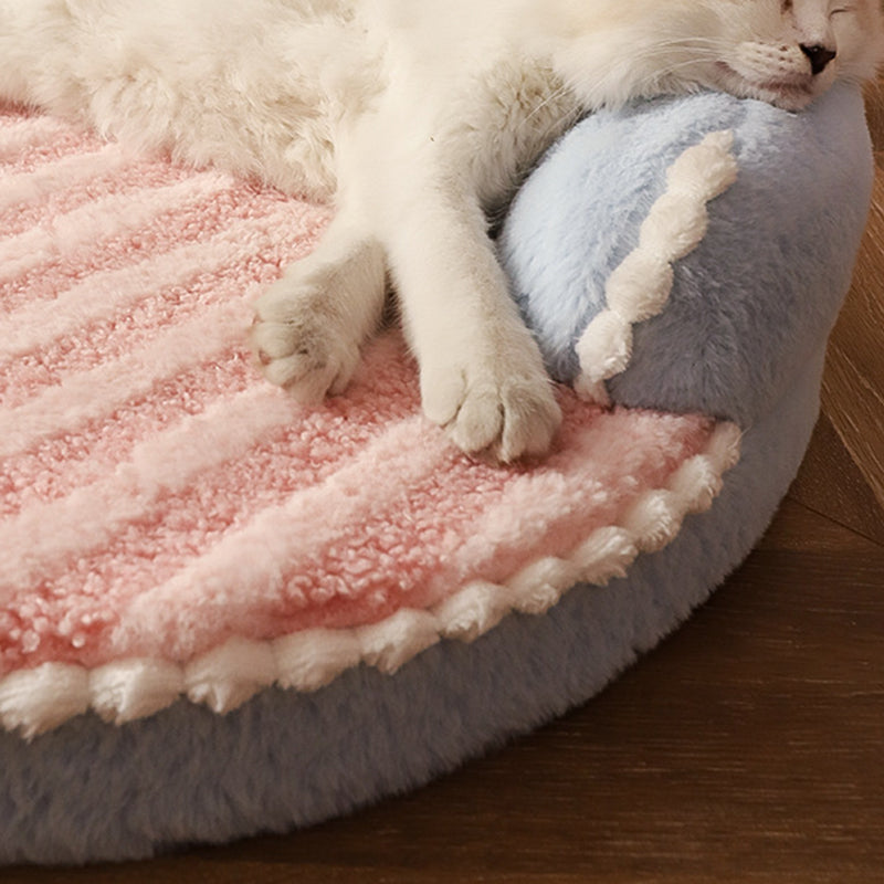 Lit pour chat en forme d’ours et de chaton, en velours rond contemporain, rembourré de coton PP, pour chambre à coucher 