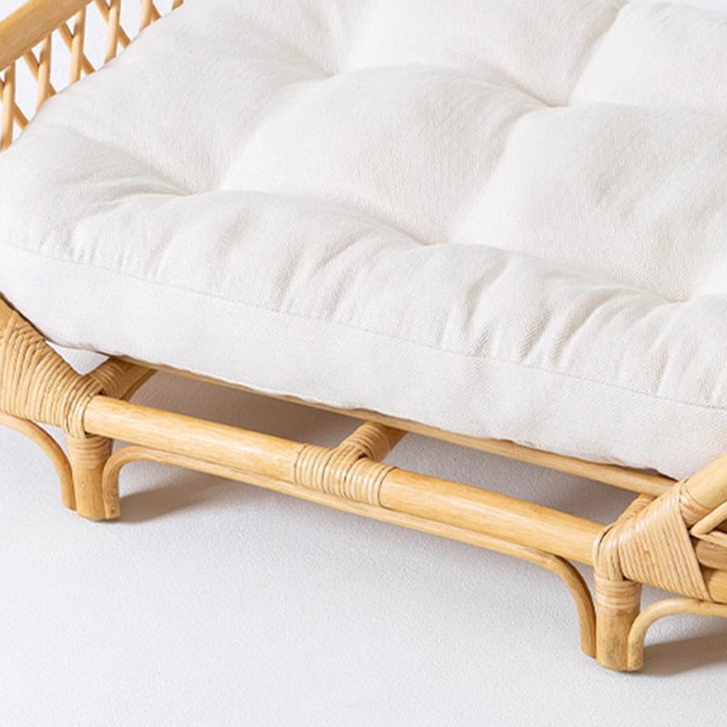 Lit rectangulaire traditionnel de ferme en rotin indonésien tissé à la main avec tissu pour chat, pour chambre à coucher 