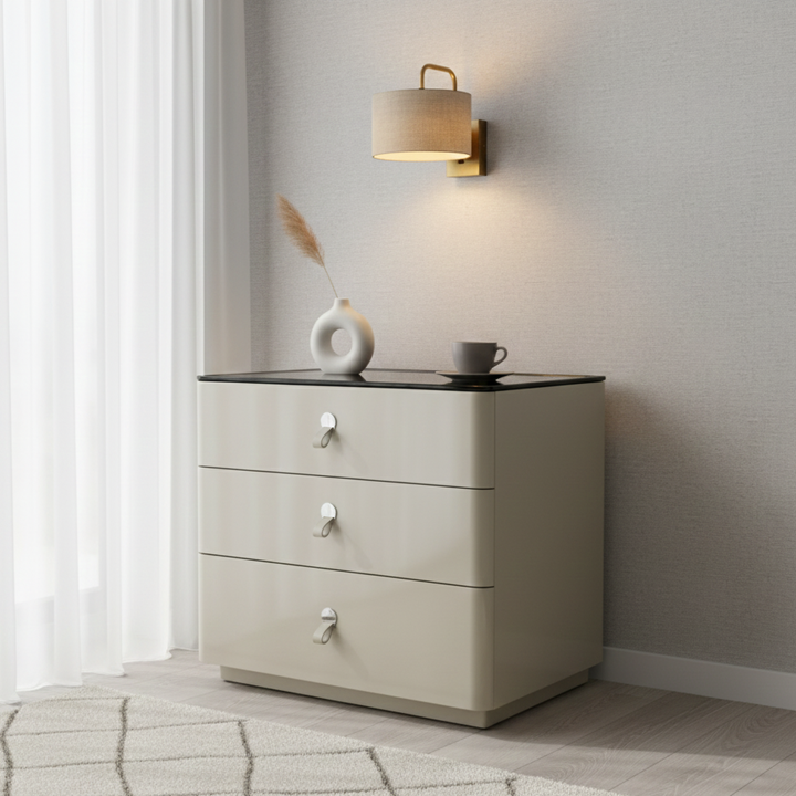 Modern Minimalist Nightstand: DTC Silent Sliding Rails - 3-Drawer Large Capacity Storage Bedside Table For Bedroom