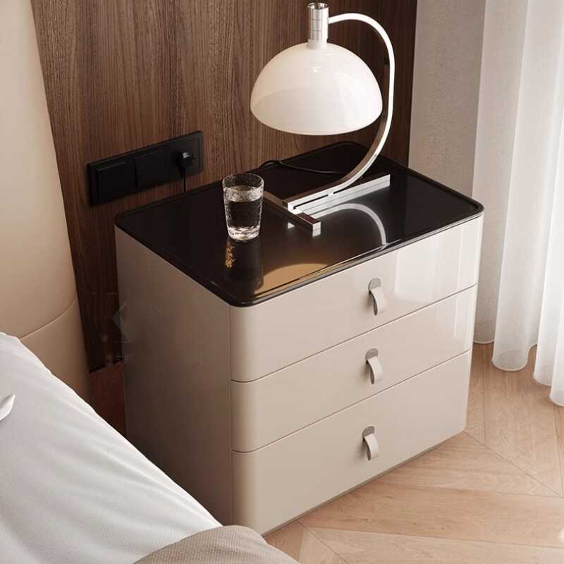 Modern Minimalist Nightstand: DTC Silent Sliding Rails - 3-Drawer Large Capacity Storage Bedside Table For Bedroom
