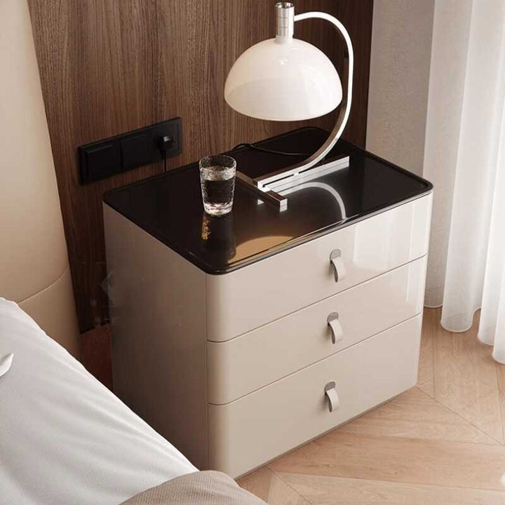 Modern Minimalist Nightstand: DTC Silent Sliding Rails - 3-Drawer Large Capacity Storage Bedside Table For Bedroom