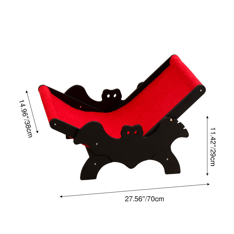 Cama para gatos en forma de murciélago de Halloween de panel de madera maciza multicapa rectangular creativa contemporánea con tela de terciopelo para sala de estar y dormitorio 