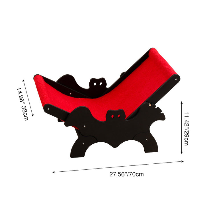 Cama para gatos en forma de murciélago de Halloween de panel de madera maciza multicapa rectangular creativa contemporánea con tela de terciopelo para sala de estar y dormitorio 