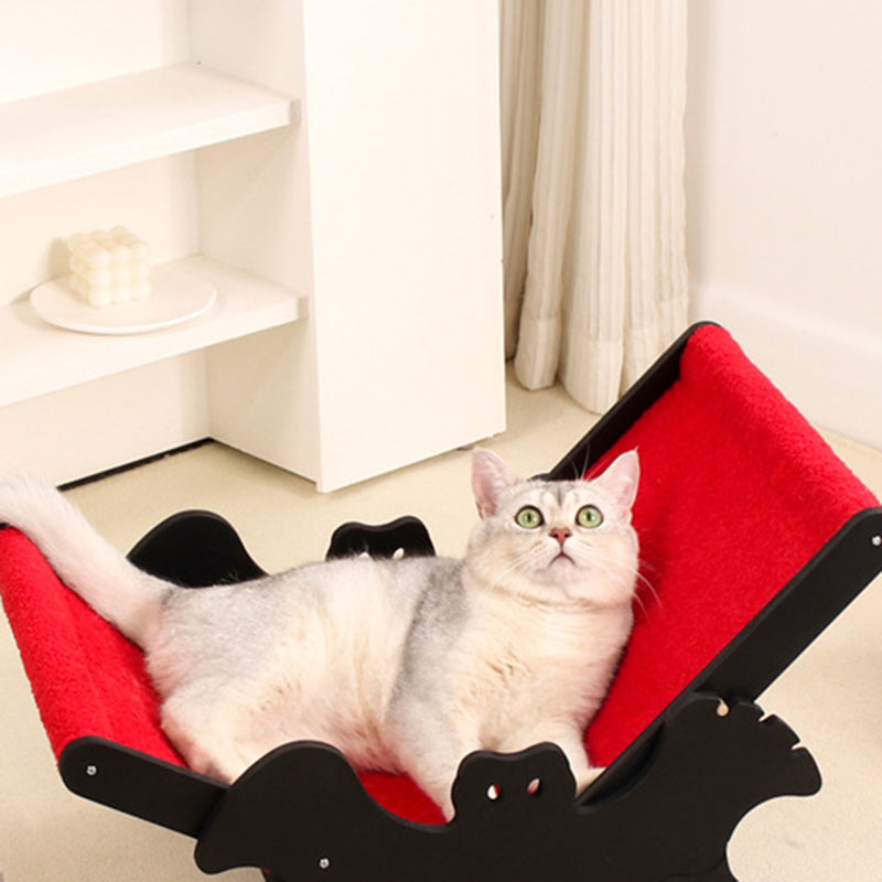 Cama para gatos en forma de murciélago de Halloween de panel de madera maciza multicapa rectangular creativa contemporánea con tela de terciopelo para sala de estar y dormitorio 