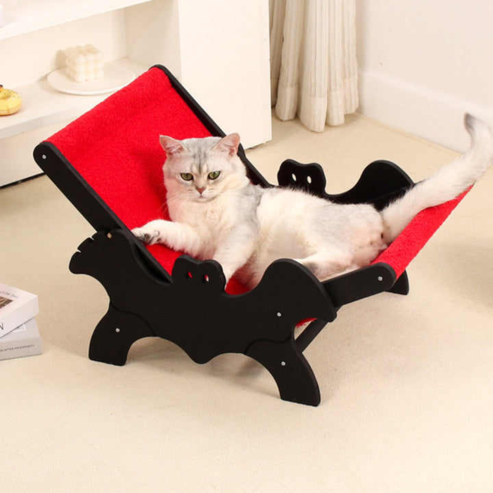 Cama para gatos en forma de murciélago de Halloween de panel de madera maciza multicapa rectangular creativa contemporánea con tela de terciopelo para sala de estar y dormitorio 