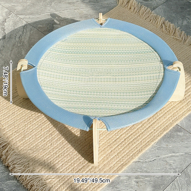 Lit pour chat contemporain bohème rond à plusieurs couches en panneau de bois massif et tapis d’herbe asiatique pour chambre à coucher 