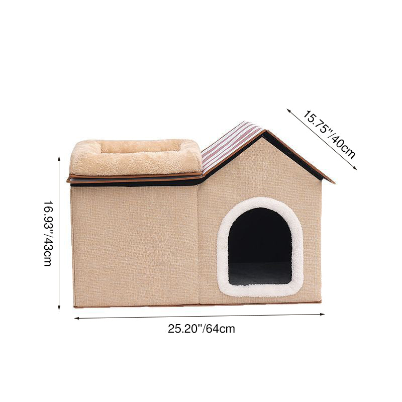 Contemporary Scandinavian Rectangular Medium-Density Fiberboard Velvet Fabric Sisal Cat Bed For Bedroom