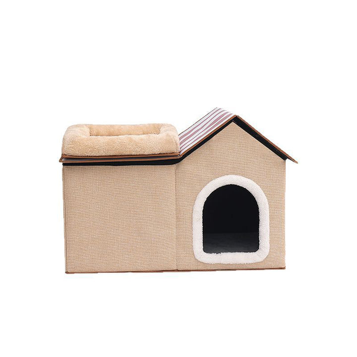 Contemporary Scandinavian Rectangular Medium-Density Fiberboard Velvet Fabric Sisal Cat Bed For Bedroom