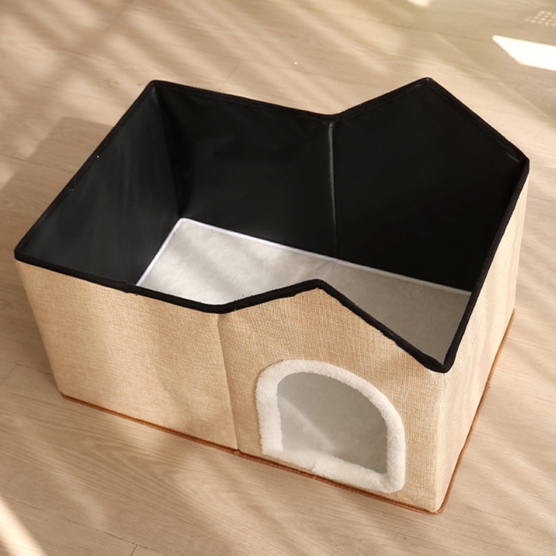 Contemporary Scandinavian Rectangular Medium-Density Fiberboard Velvet Fabric Sisal Cat Bed For Bedroom