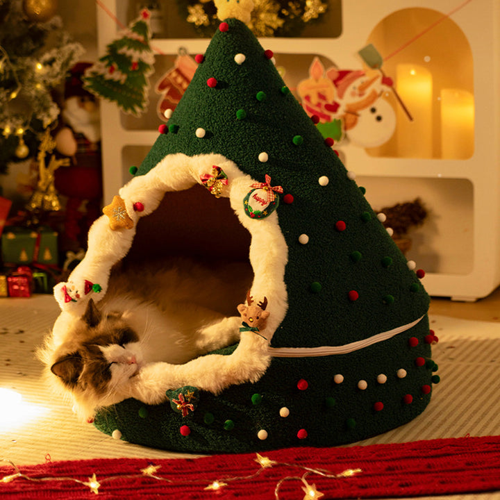 Lit pour chat de Noël en velours conique créatif contemporain en tissu PP coton pour chambre à coucher 