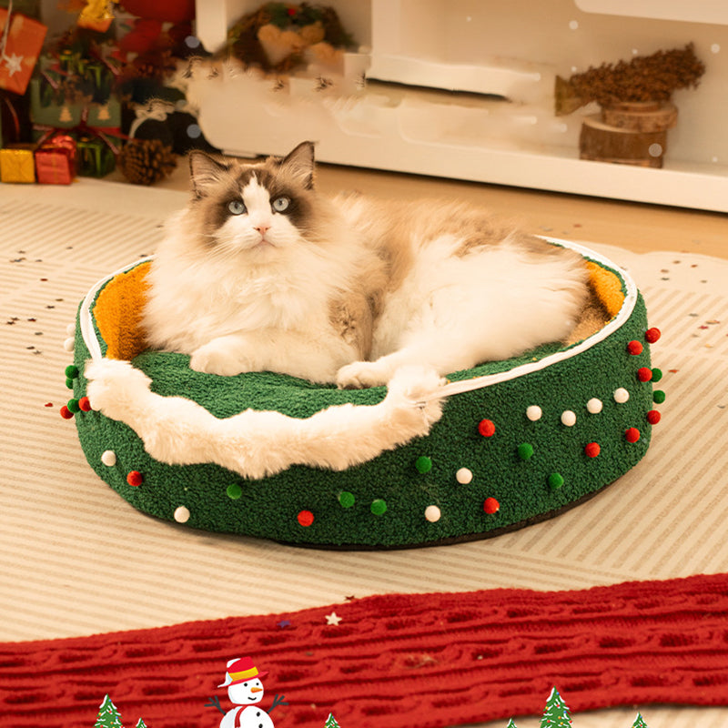 Lit pour chat de Noël en velours conique créatif contemporain en tissu PP coton pour chambre à coucher 