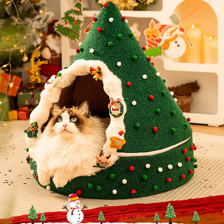 Lit pour chat de Noël en velours conique créatif contemporain en tissu PP coton pour chambre à coucher 