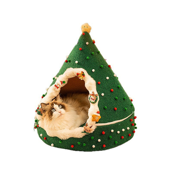 Lit pour chat de Noël en velours conique créatif contemporain en tissu PP coton pour chambre à coucher 