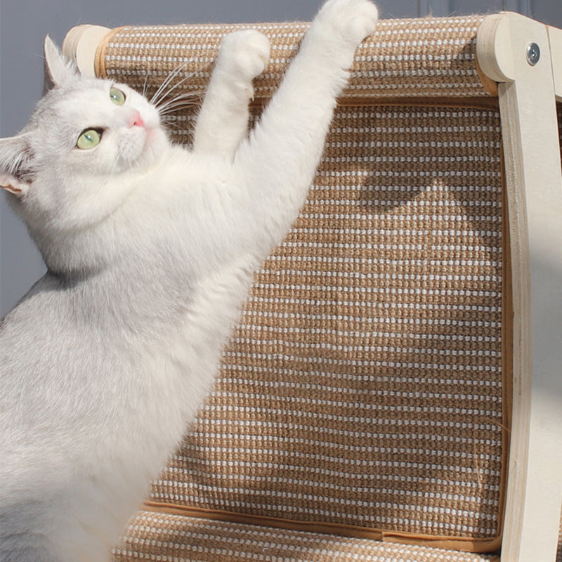 Contemporary Scandinavian Rectangular Multi-Layer Solid Wood Panel Jute Double-Layer Cat Bed For Bedroom