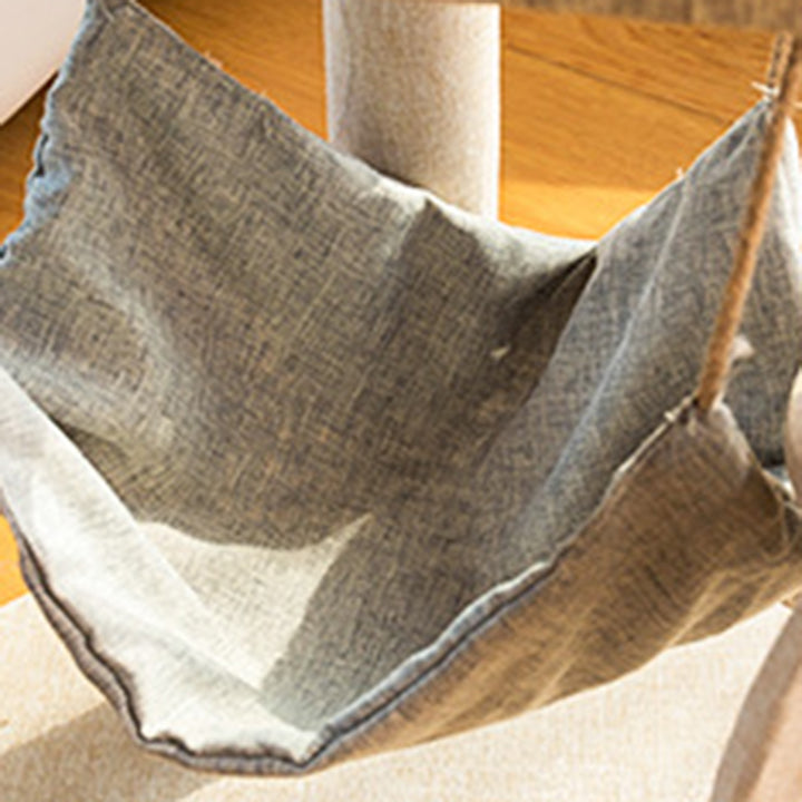 Contemporary Creative Round Particle Board Faux Linen Sisal Cat Tree 3/4-Tier For Living Room