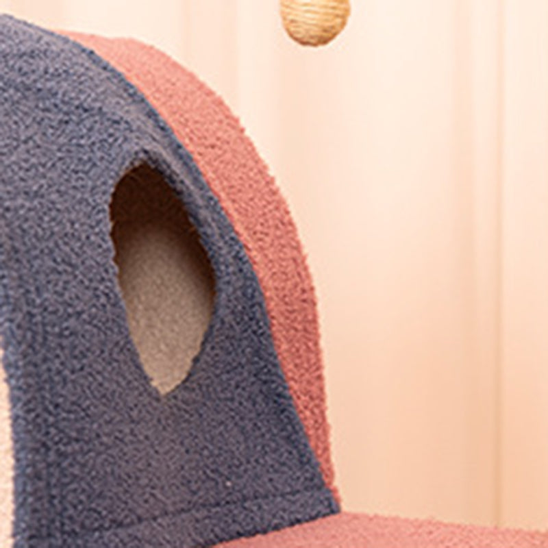 Contemporary Creative Square Particle Board Velvet Fabric Jute Rope Cat Tree 2/3-Tier For Living Room