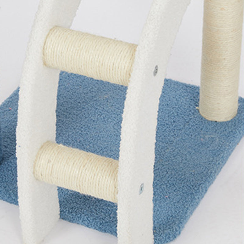 Contemporary Creative Square Particle Board Velvet Fabric Jute Rope Cat Tree 2/3-Tier For Living Room