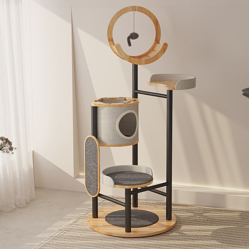 Arbre à chat moderne minimaliste rond en bois d&