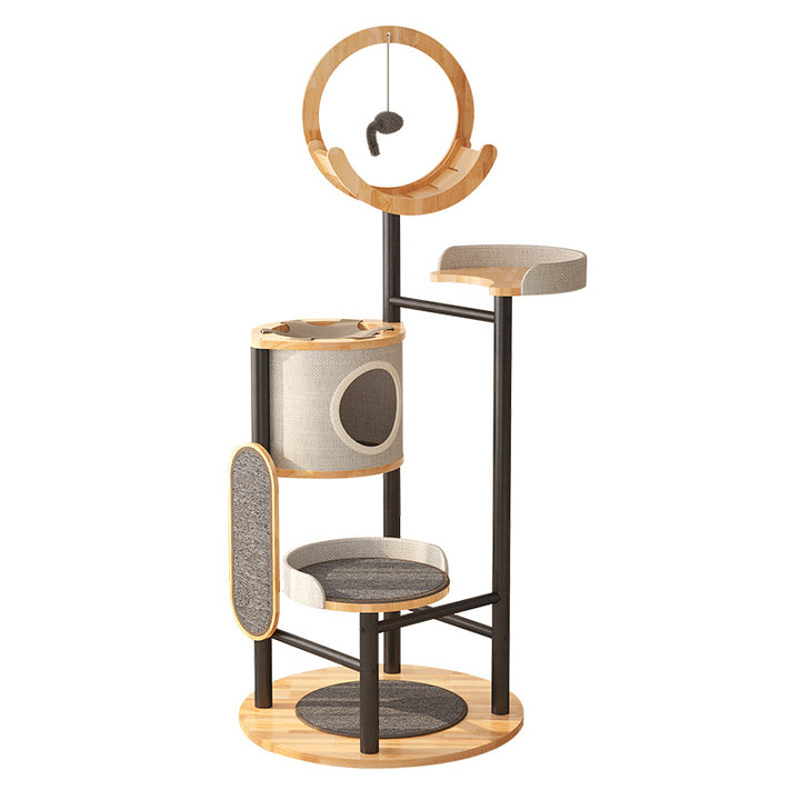 Arbre à chat moderne minimaliste rond en bois d&