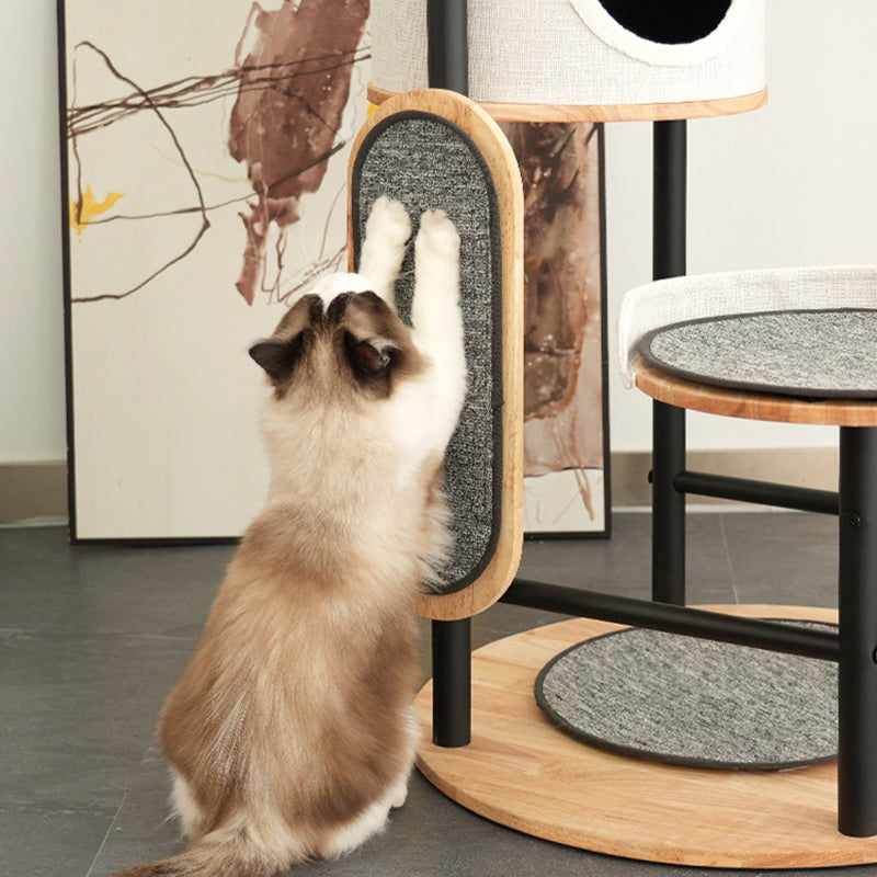 Arbre à chat moderne minimaliste rond en bois d&