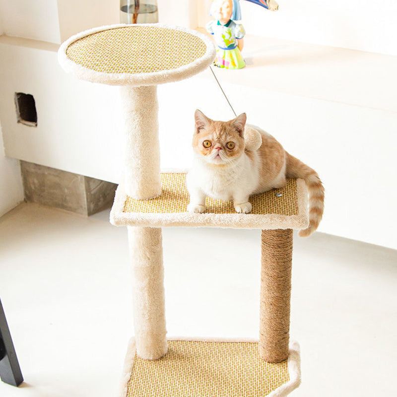 Zeitgenössischer skandinavischer quadratischer Spanplattenstoff Jute Rattan Mat Katzenbaum 3/4/5-stufig für das Wohnzimmer 