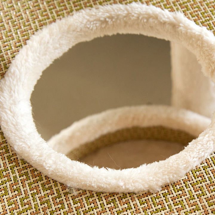 Zeitgenössischer skandinavischer quadratischer Spanplattenstoff Jute Rattan Mat Katzenbaum 3/4/5-stufig für das Wohnzimmer 