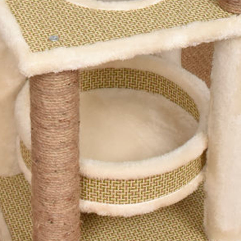 Zeitgenössischer skandinavischer quadratischer Spanplattenstoff Jute Rattan Mat Katzenbaum 3/4/5-stufig für das Wohnzimmer 