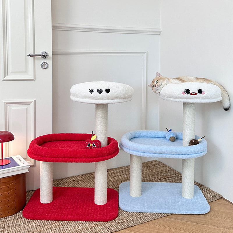 Árbol para gatos de fibra de densidad media contemporáneo y creativo de terciopelo y sisal de 3 niveles para la sala de estar 
