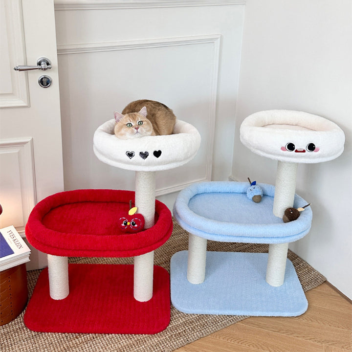 Árbol para gatos de fibra de densidad media contemporáneo y creativo de terciopelo y sisal de 3 niveles para la sala de estar 