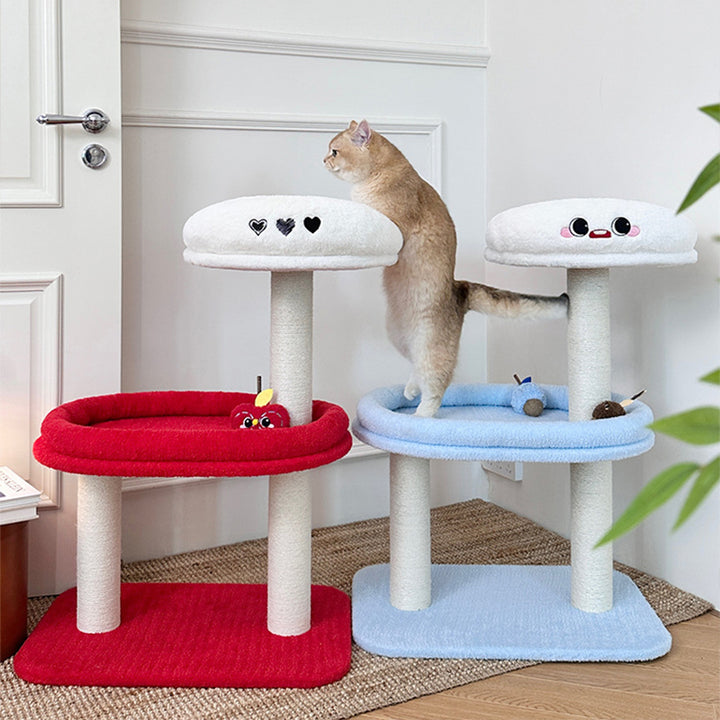 Árbol para gatos de fibra de densidad media contemporáneo y creativo de terciopelo y sisal de 3 niveles para la sala de estar 