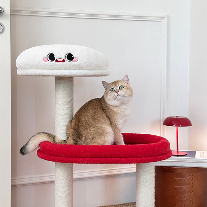 Árbol para gatos de fibra de densidad media contemporáneo y creativo de terciopelo y sisal de 3 niveles para la sala de estar 