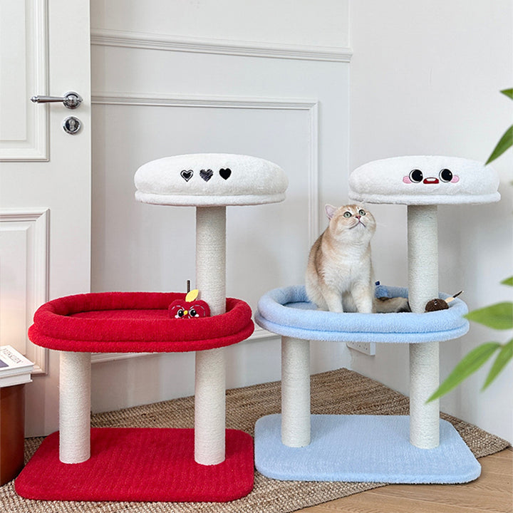 Árbol para gatos de fibra de densidad media contemporáneo y creativo de terciopelo y sisal de 3 niveles para la sala de estar 