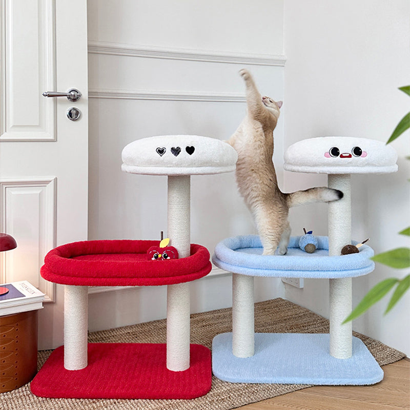 Árbol para gatos de fibra de densidad media contemporáneo y creativo de terciopelo y sisal de 3 niveles para la sala de estar 