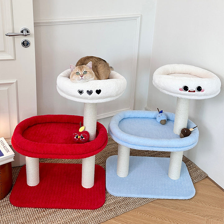Árbol para gatos de fibra de densidad media contemporáneo y creativo de terciopelo y sisal de 3 niveles para la sala de estar 