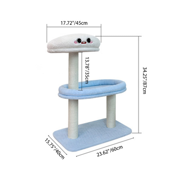 Árbol para gatos de fibra de densidad media contemporáneo y creativo de terciopelo y sisal de 3 niveles para la sala de estar 