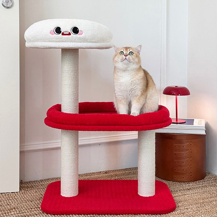 Árbol para gatos de fibra de densidad media contemporáneo y creativo de terciopelo y sisal de 3 niveles para la sala de estar 
