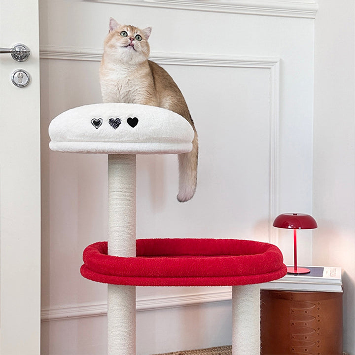 Árbol para gatos de fibra de densidad media contemporáneo y creativo de terciopelo y sisal de 3 niveles para la sala de estar 