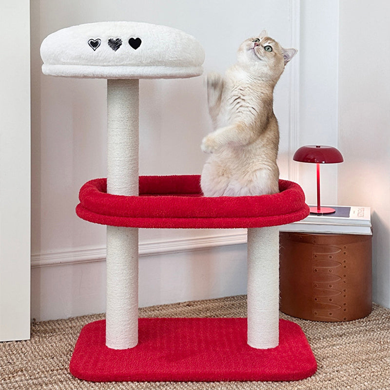 Árbol para gatos de fibra de densidad media contemporáneo y creativo de terciopelo y sisal de 3 niveles para la sala de estar 