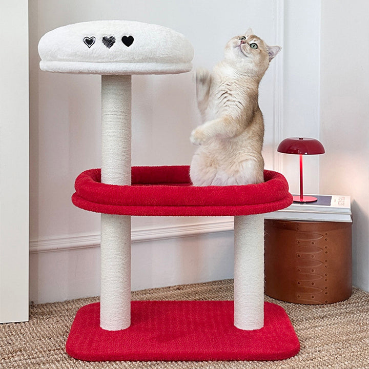 Árbol para gatos de fibra de densidad media contemporáneo y creativo de terciopelo y sisal de 3 niveles para la sala de estar 