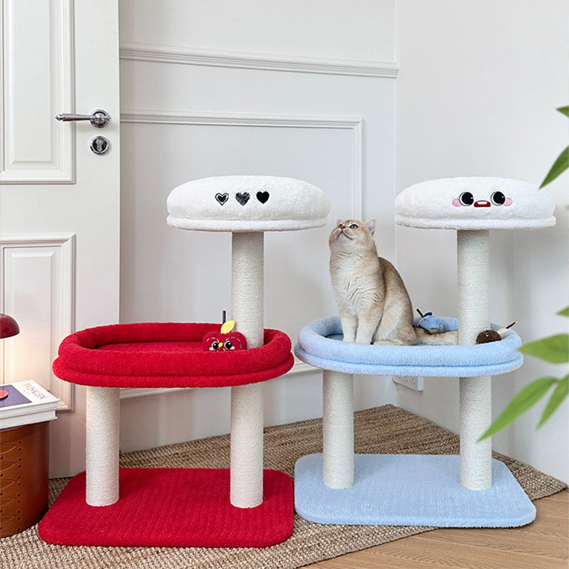 Árbol para gatos de fibra de densidad media contemporáneo y creativo de terciopelo y sisal de 3 niveles para la sala de estar 