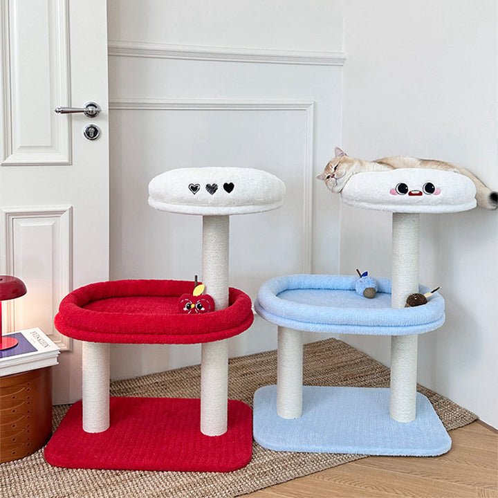 Árbol para gatos de fibra de densidad media contemporáneo y creativo de terciopelo y sisal de 3 niveles para la sala de estar 