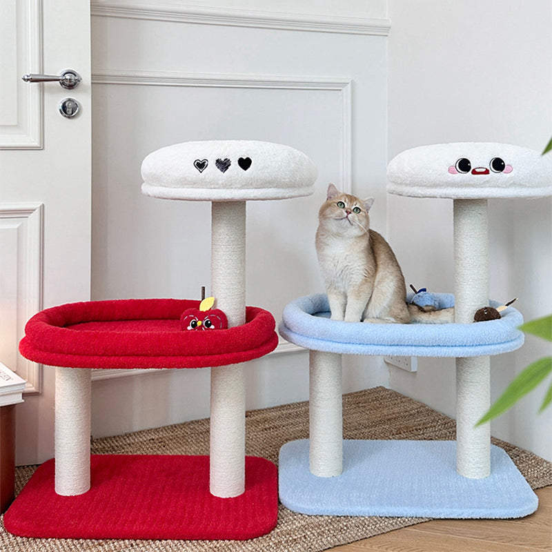 Árbol para gatos de fibra de densidad media contemporáneo y creativo de terciopelo y sisal de 3 niveles para la sala de estar 