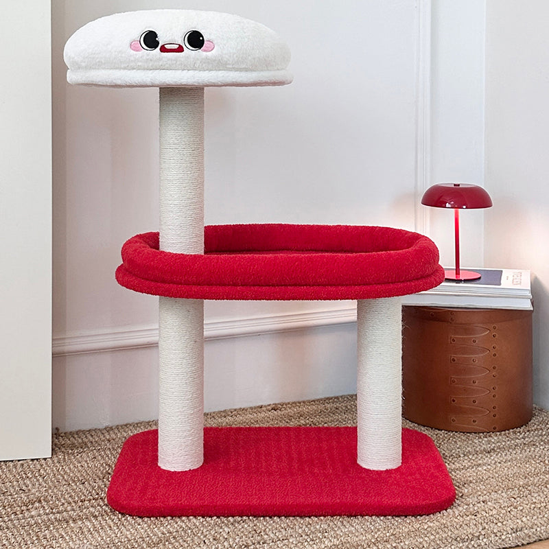 Árbol para gatos de fibra de densidad media contemporáneo y creativo de terciopelo y sisal de 3 niveles para la sala de estar 