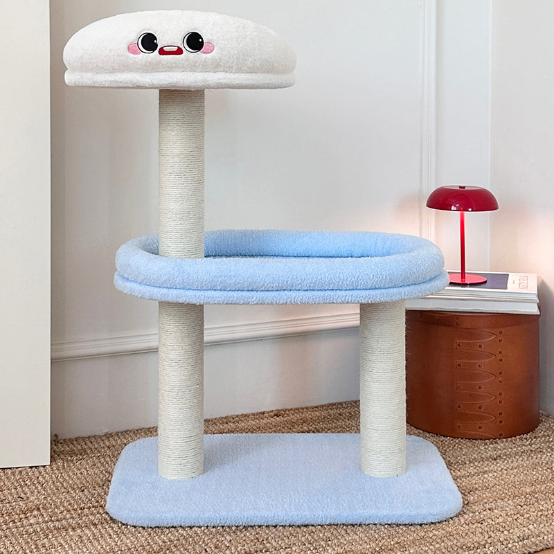 Árbol para gatos de fibra de densidad media contemporáneo y creativo de terciopelo y sisal de 3 niveles para la sala de estar 