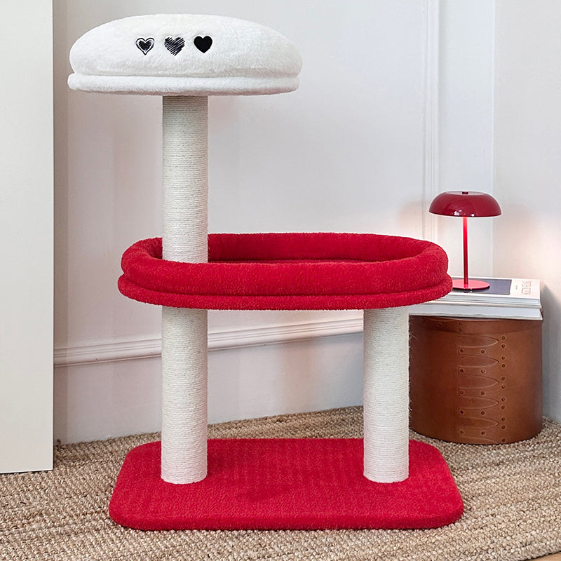 Árbol para gatos de fibra de densidad media contemporáneo y creativo de terciopelo y sisal de 3 niveles para la sala de estar 