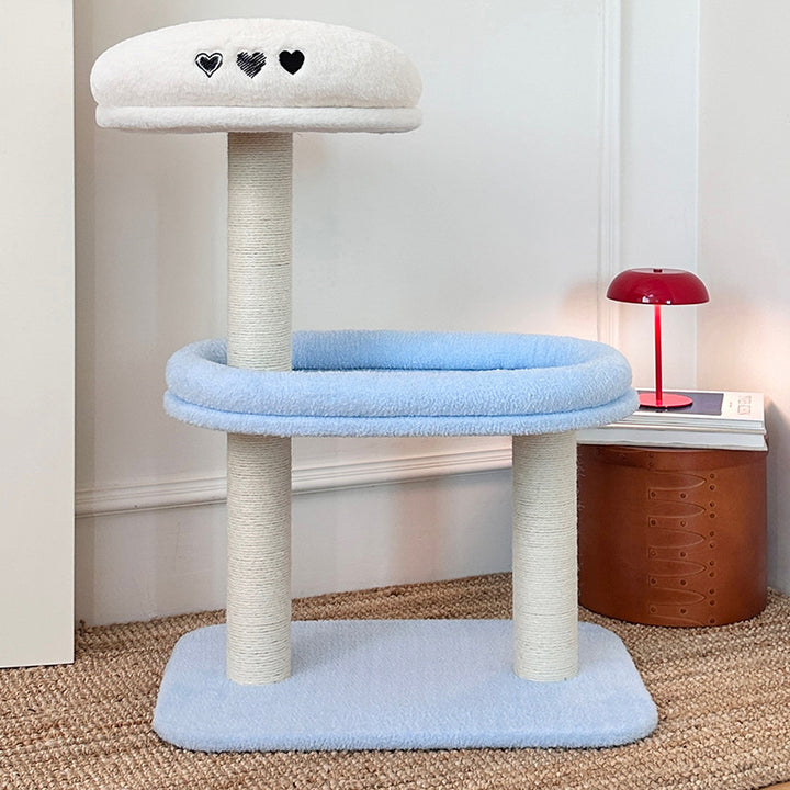 Árbol para gatos de fibra de densidad media contemporáneo y creativo de terciopelo y sisal de 3 niveles para la sala de estar 
