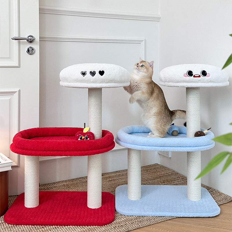 Árbol para gatos de fibra de densidad media contemporáneo y creativo de terciopelo y sisal de 3 niveles para la sala de estar 